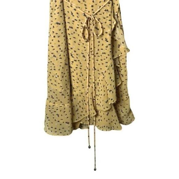 Here Comes The Sun Yellow & Brown Polka Dot Ruffled Mini Dress Size Small - Picture 5 of 10